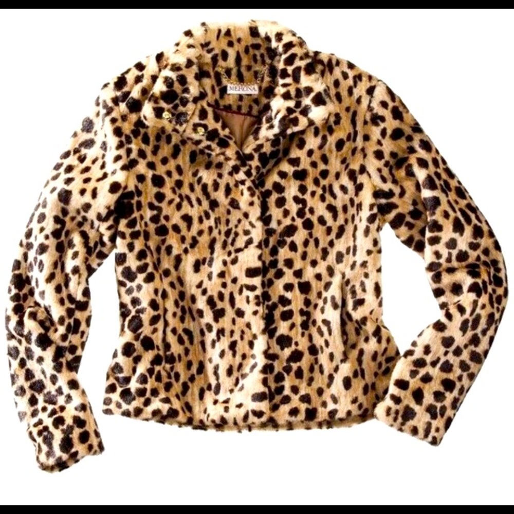 Merona Leopard Faux Fur Jacket  size Large